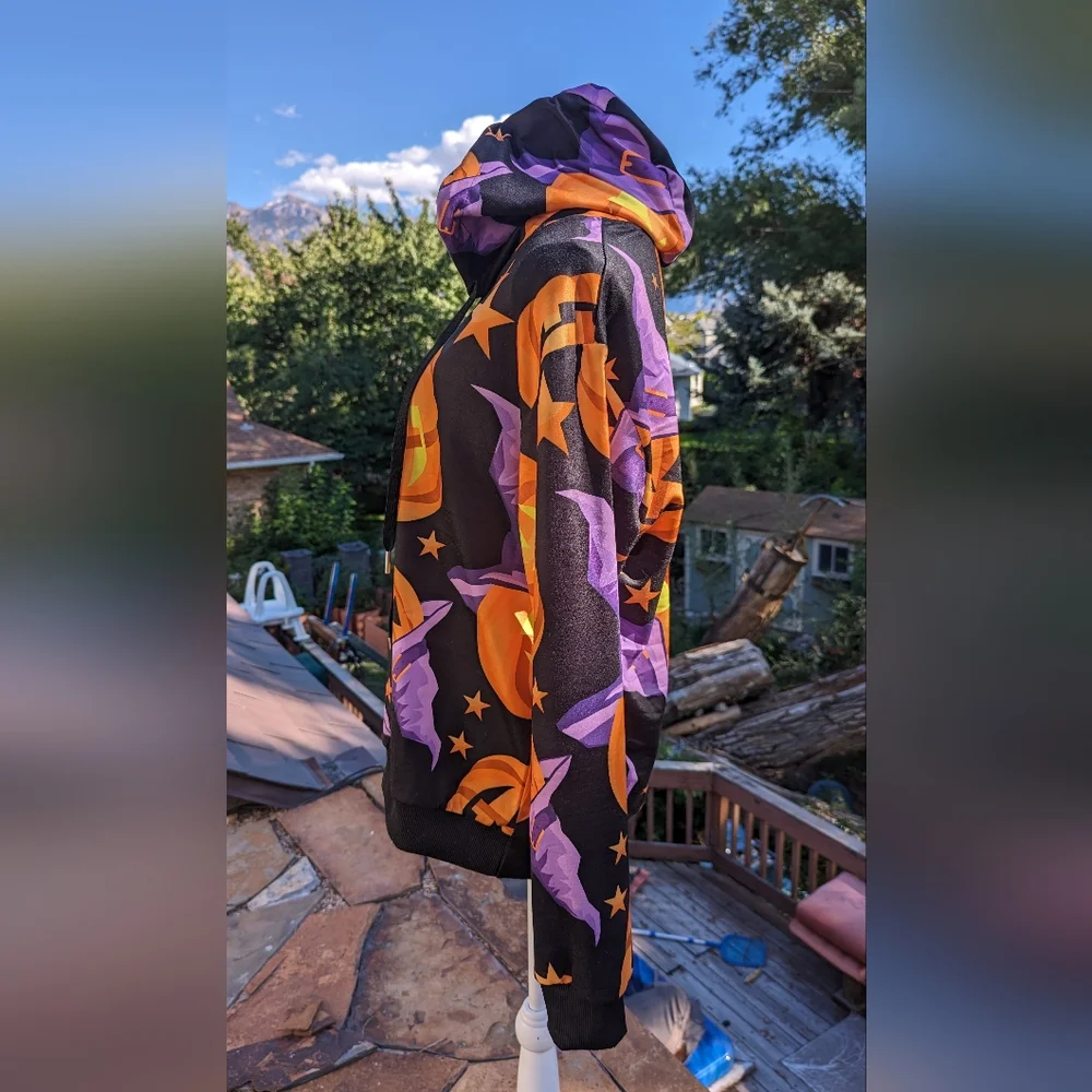 Brand New Adult Medium Unisex Pumpkin pullover hoodie. - Picture 8 of 10